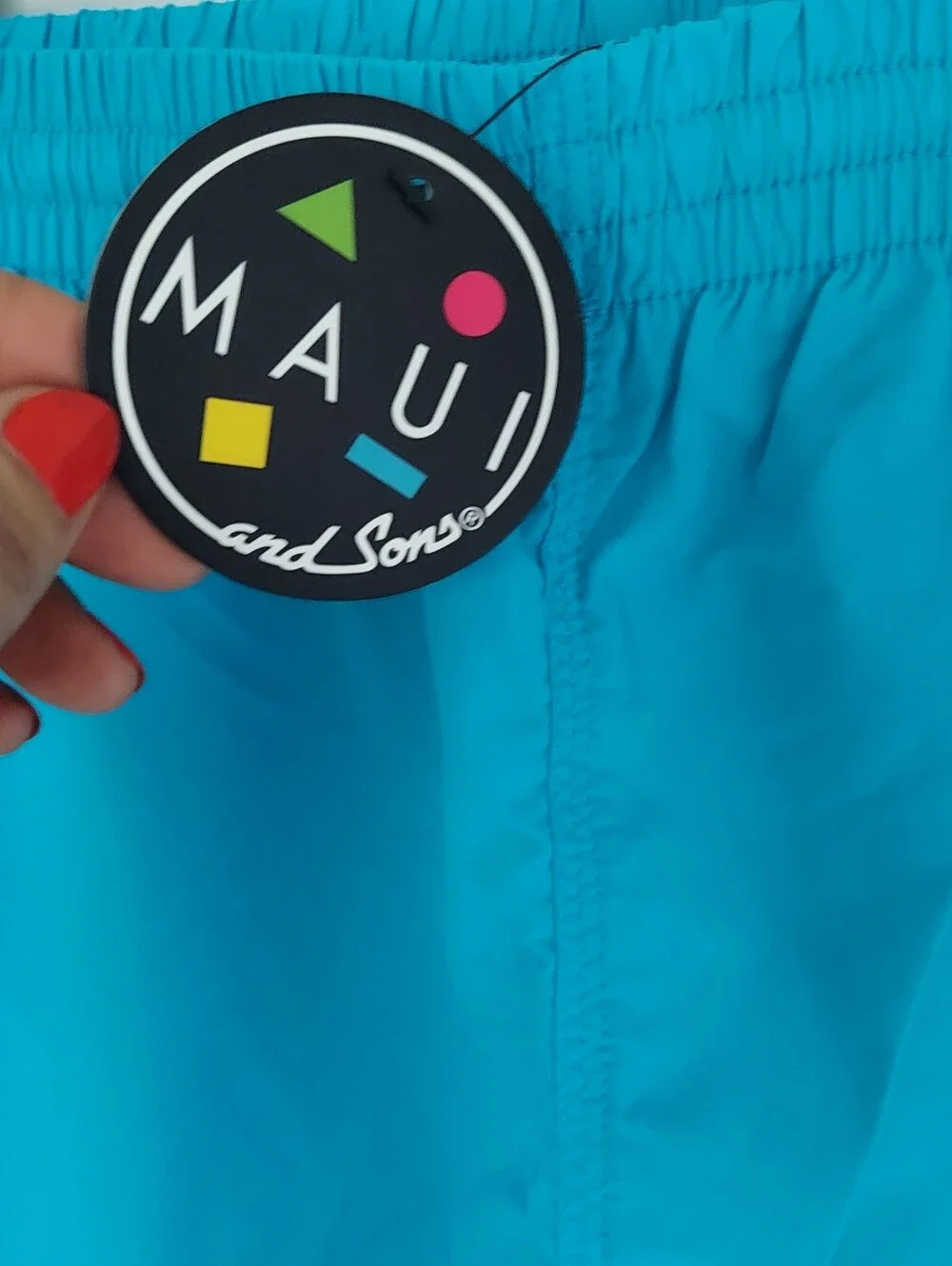 Maui and Sons Neon Blue Men's Volley Swim Trunks